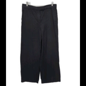 Reformation Womens High Rise Wide Leg Trouser Pants 100% Linen Black 10P Petite